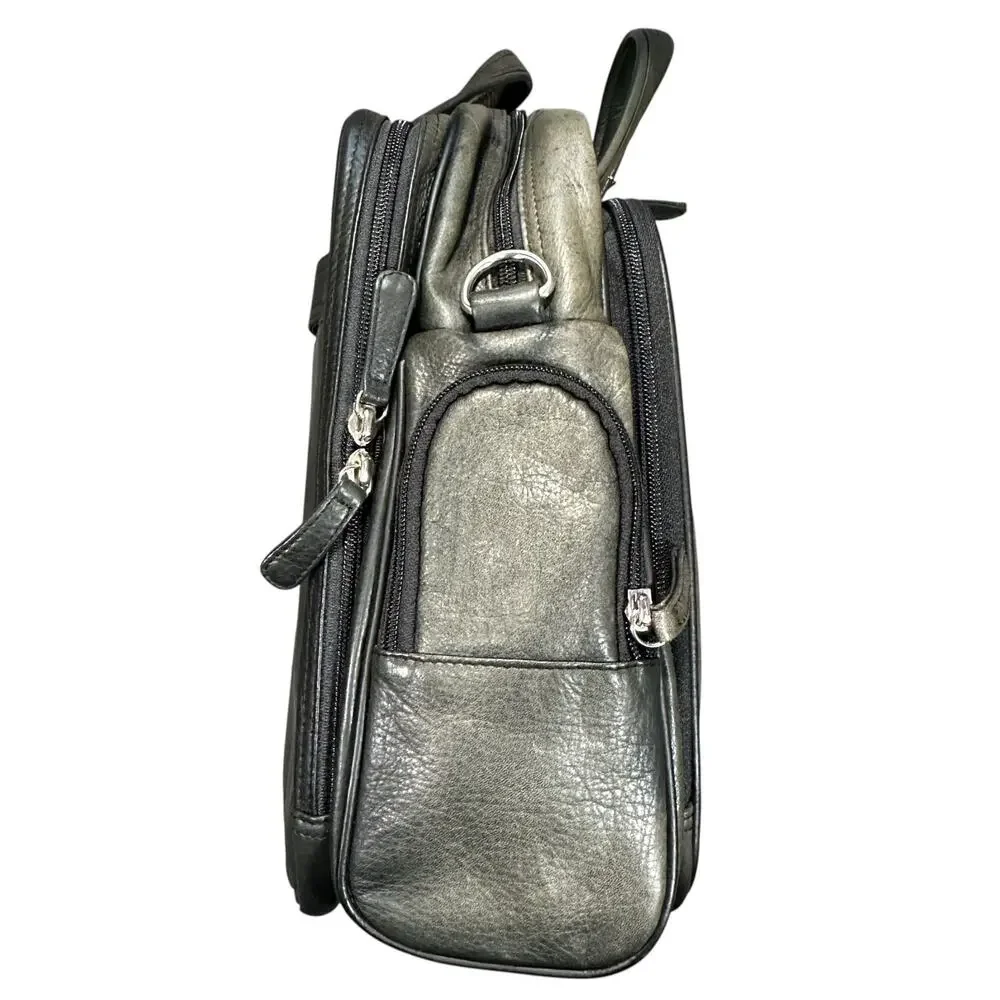 Osgoode Marley Fergus Multi Purpose Leather Bag Grey Marble Men's Briefcase EUC